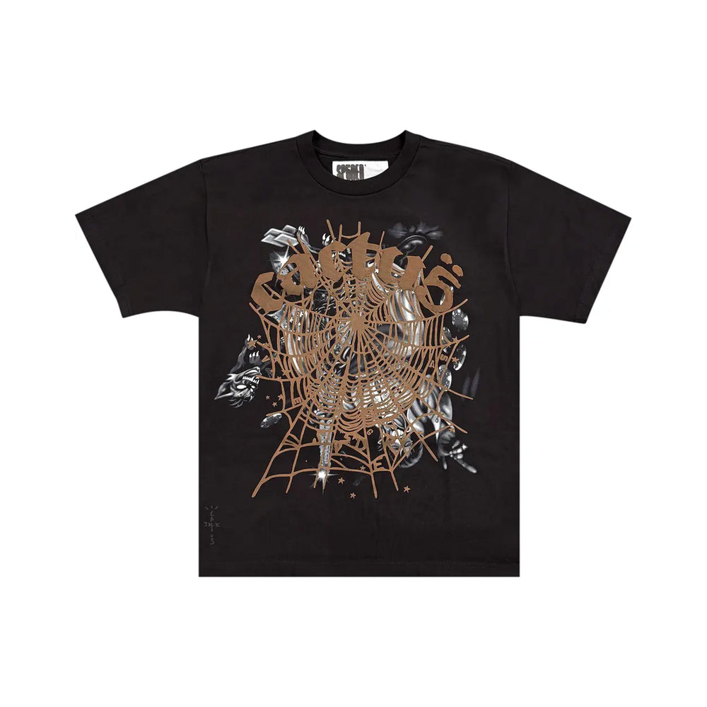 Sp5der-x-Travis-Scott-Cactus-Jack-Airbrush-T-shirt-‘Black’-front