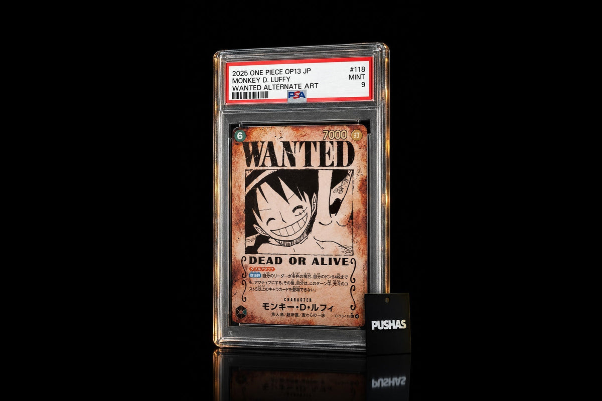 PSA 9 graded card slab, authenticated by hand at PUSHAS