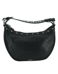 Versace Calf Leather Small Hobo Shoulder Bag with Medusa Head Logo 'Black'