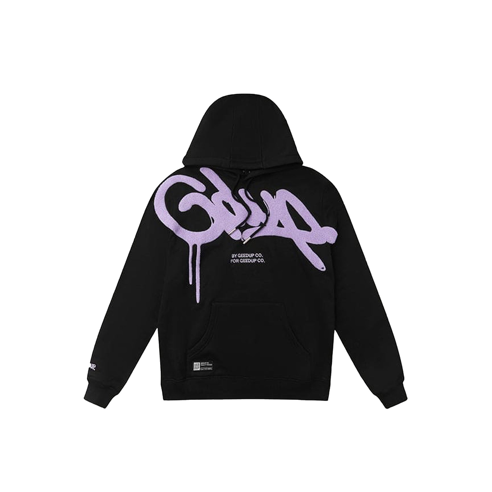 Geedup-Handstyle-Hoodie-Black-Lavender-2024-front