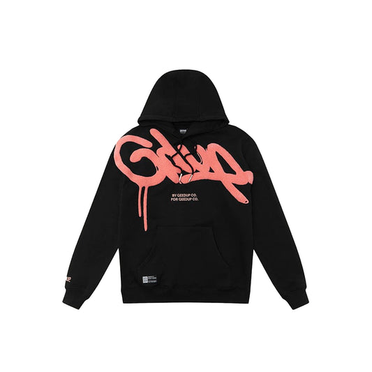 Geedup-Handstyle-Hoodie-'Black-Peach'-(2024)-front