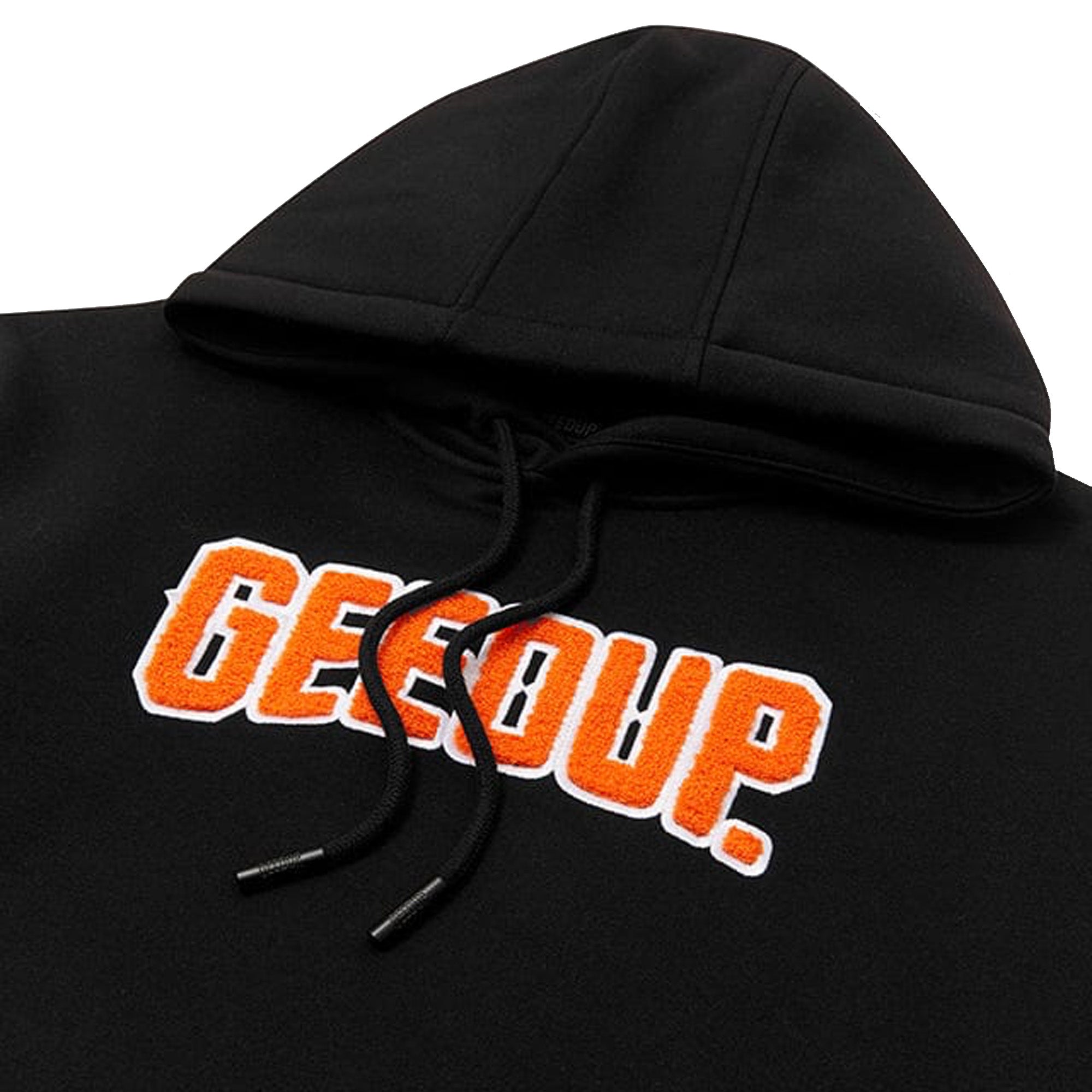 Geedup-Play-For-Keeps-Hoodie-‘Black-Orange’-(2023)-front-close-up