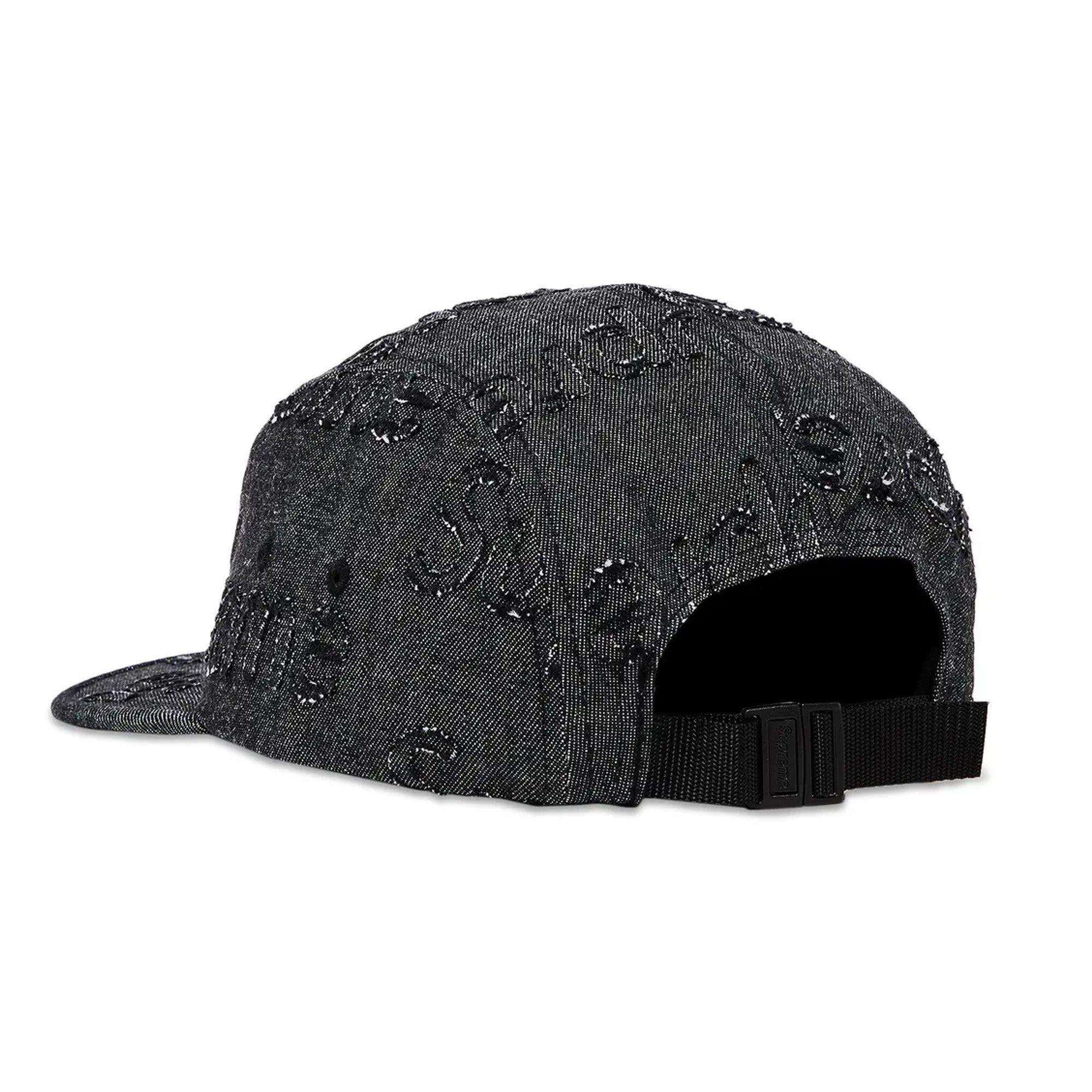 Supreme-Lasered-Denim-Camp-Cap-'Black'-(2024)-back-side