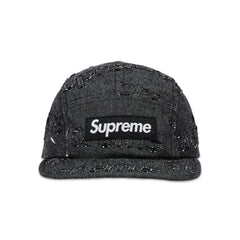 Supreme-Lasered-Denim-Camp-Cap-'Black'-(2024)-front