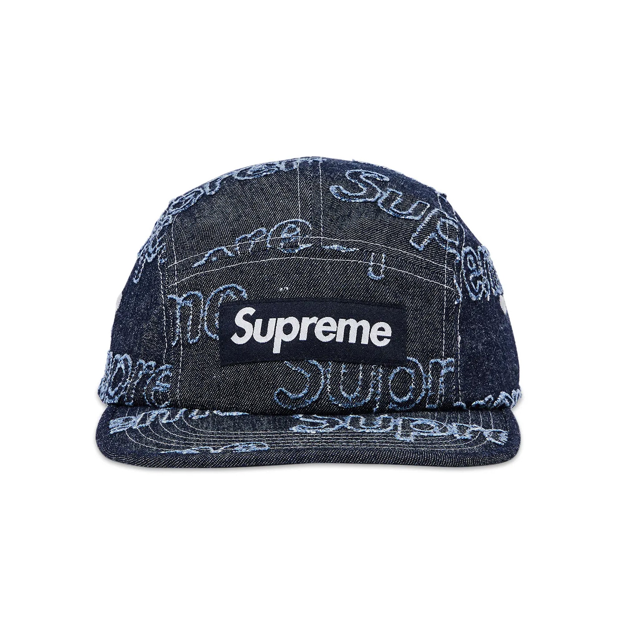 Supreme-Lasered-Denim-Camp-Cap-'Navy'-(2024)-front